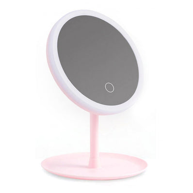 Καθρέφτης Μακιγιάζ με LED Φωτισμό & Touch Control – Ροζ